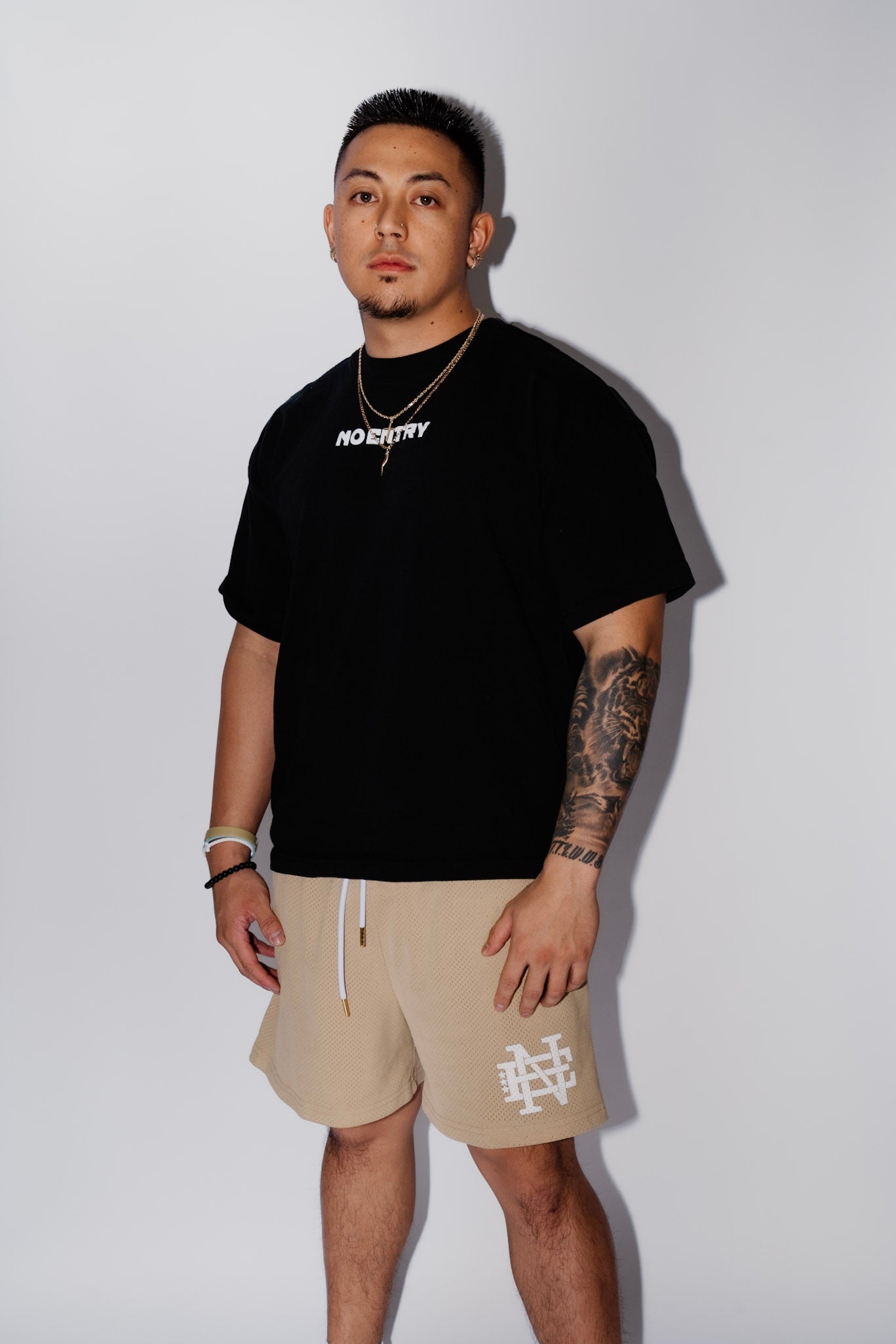 Basic Khaki Mesh Shorts