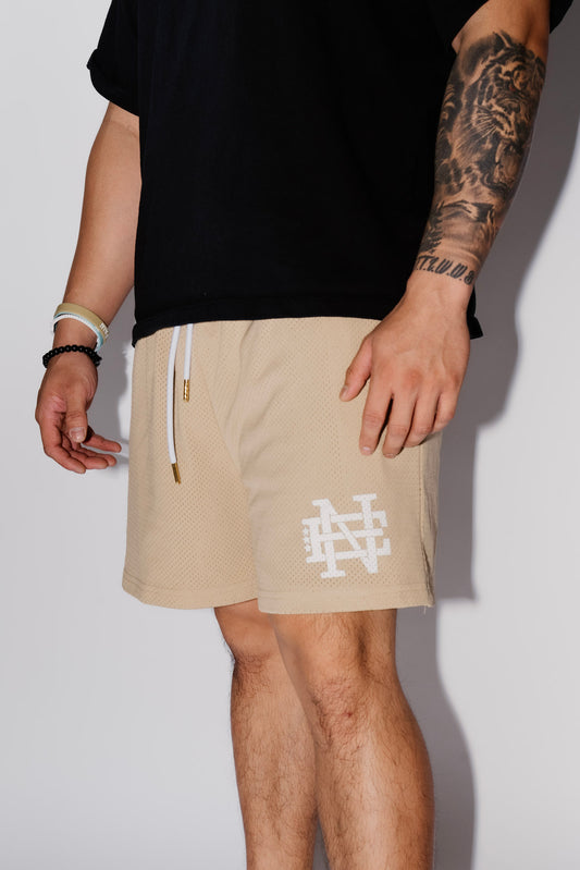 Basic Khaki Mesh Shorts